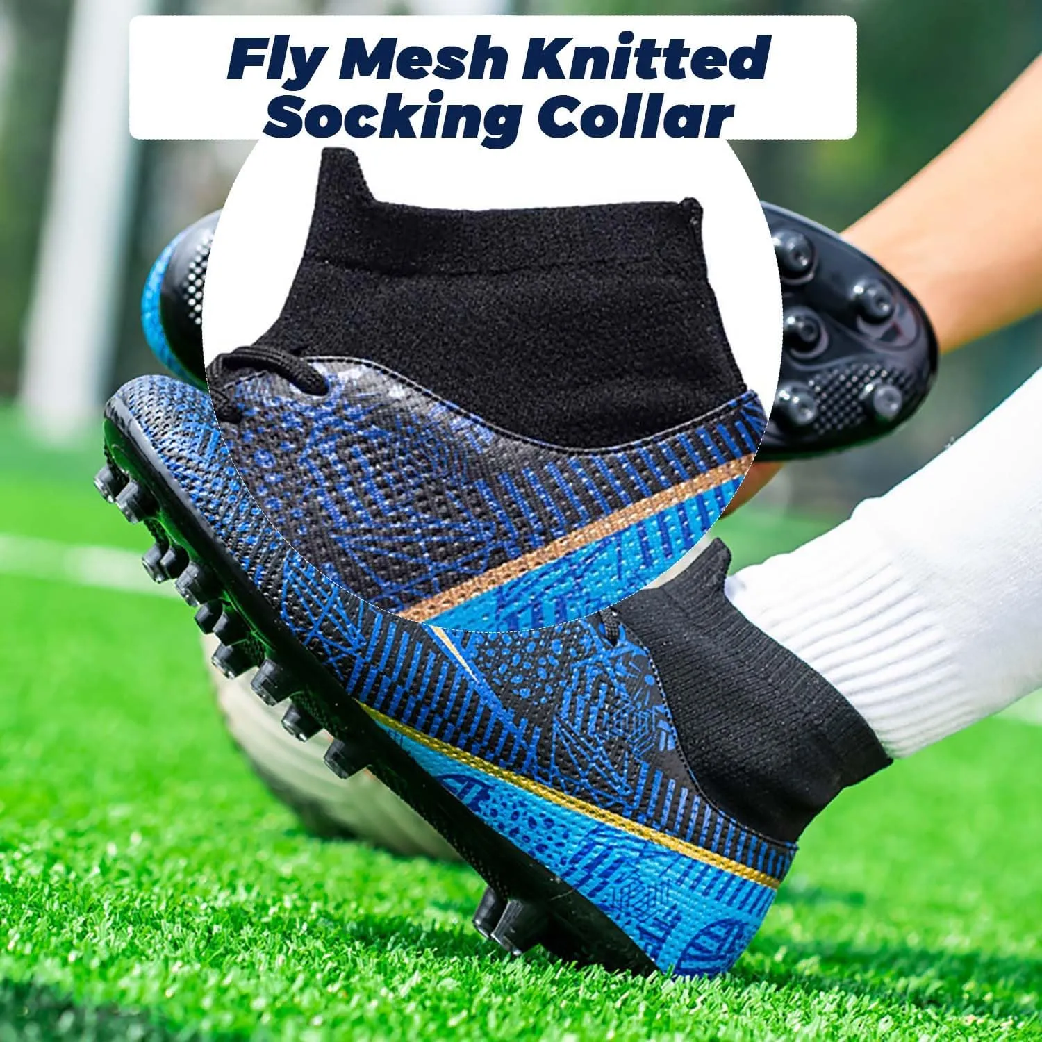 Soccer Shoes for Men Women Turf Soccer Cleats for Boys Youth FG AG High-top Spikes Football Shoes for Unisex Professional Training Indoor & Outdoor