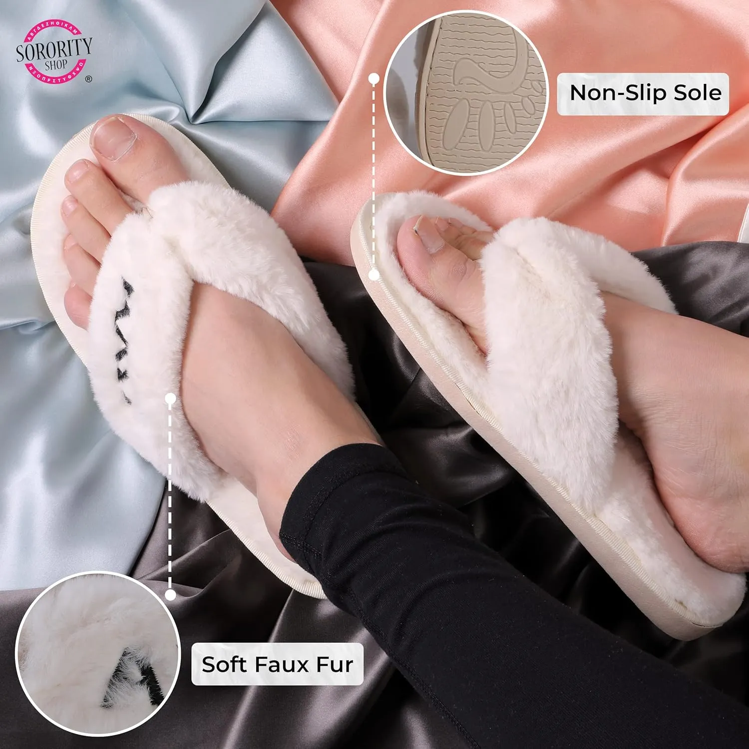 Sorority Shop Gamma Phi Beta Fuzzy Slippers Women