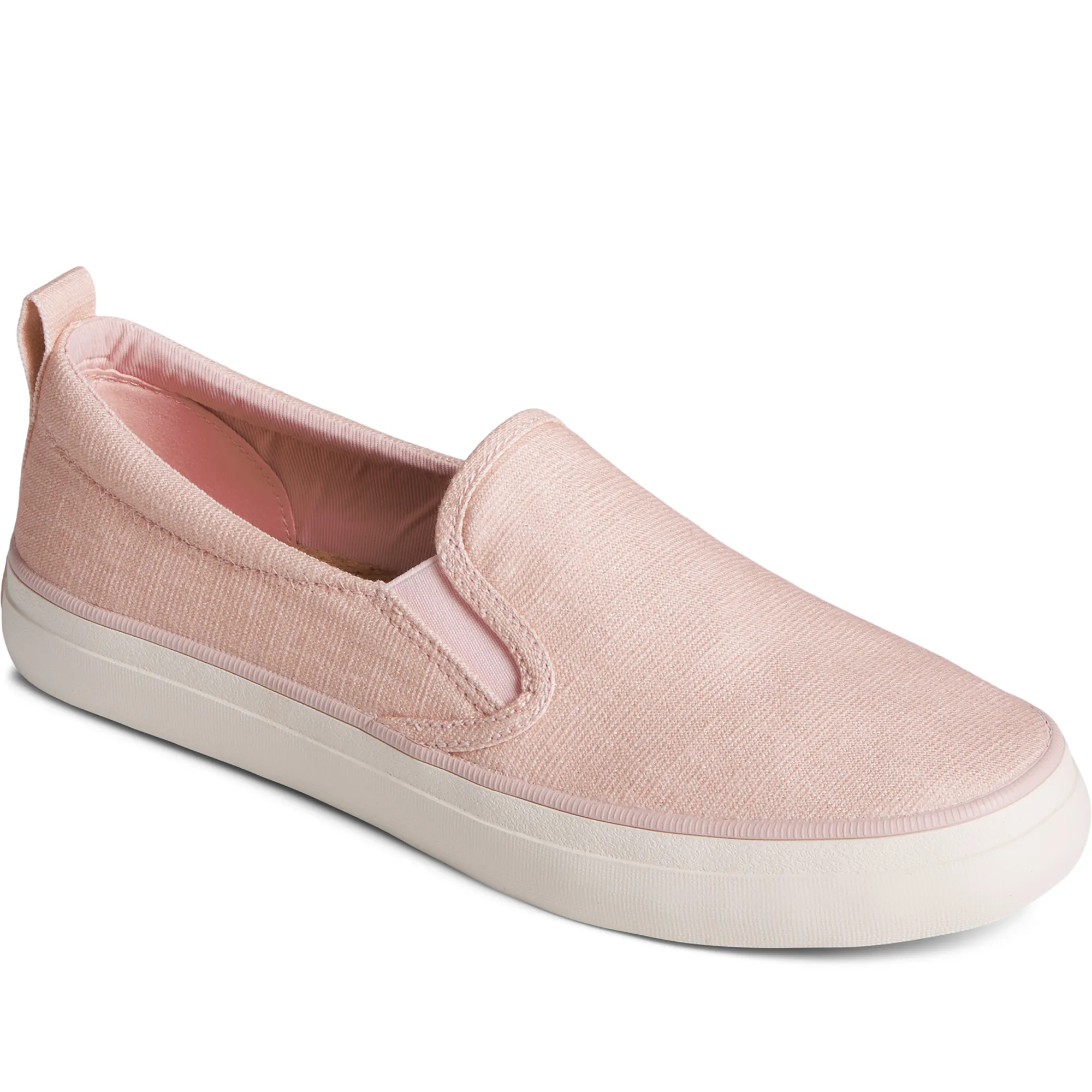 Sperry Women's Crest Twin Gore Shimmer Slip On Sneaker - Pink (STS88457)