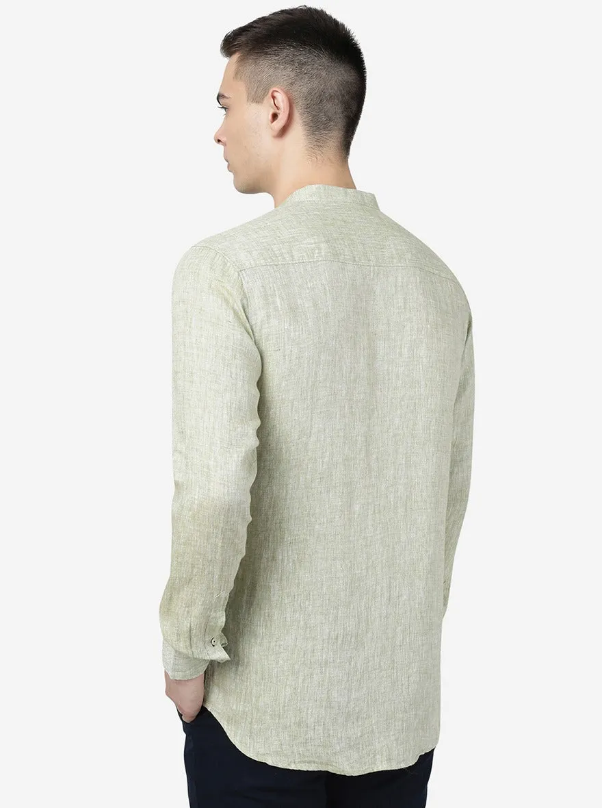 Spinach Green Solid Slim Fit Casual Shirt | JadeBlue