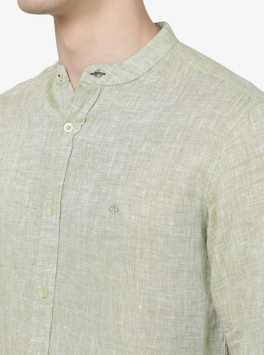 Spinach Green Solid Slim Fit Casual Shirt | JadeBlue