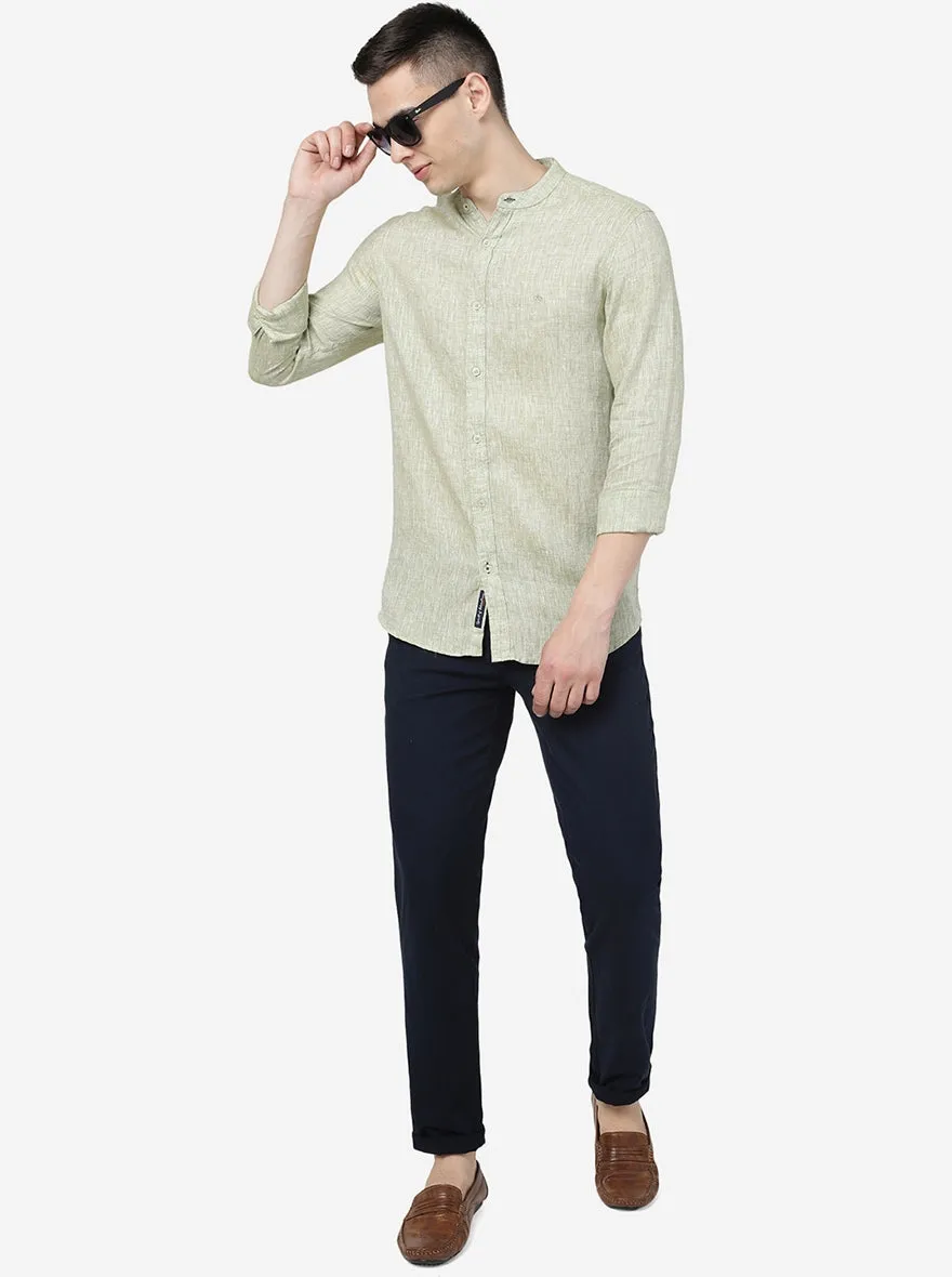 Spinach Green Solid Slim Fit Casual Shirt | JadeBlue