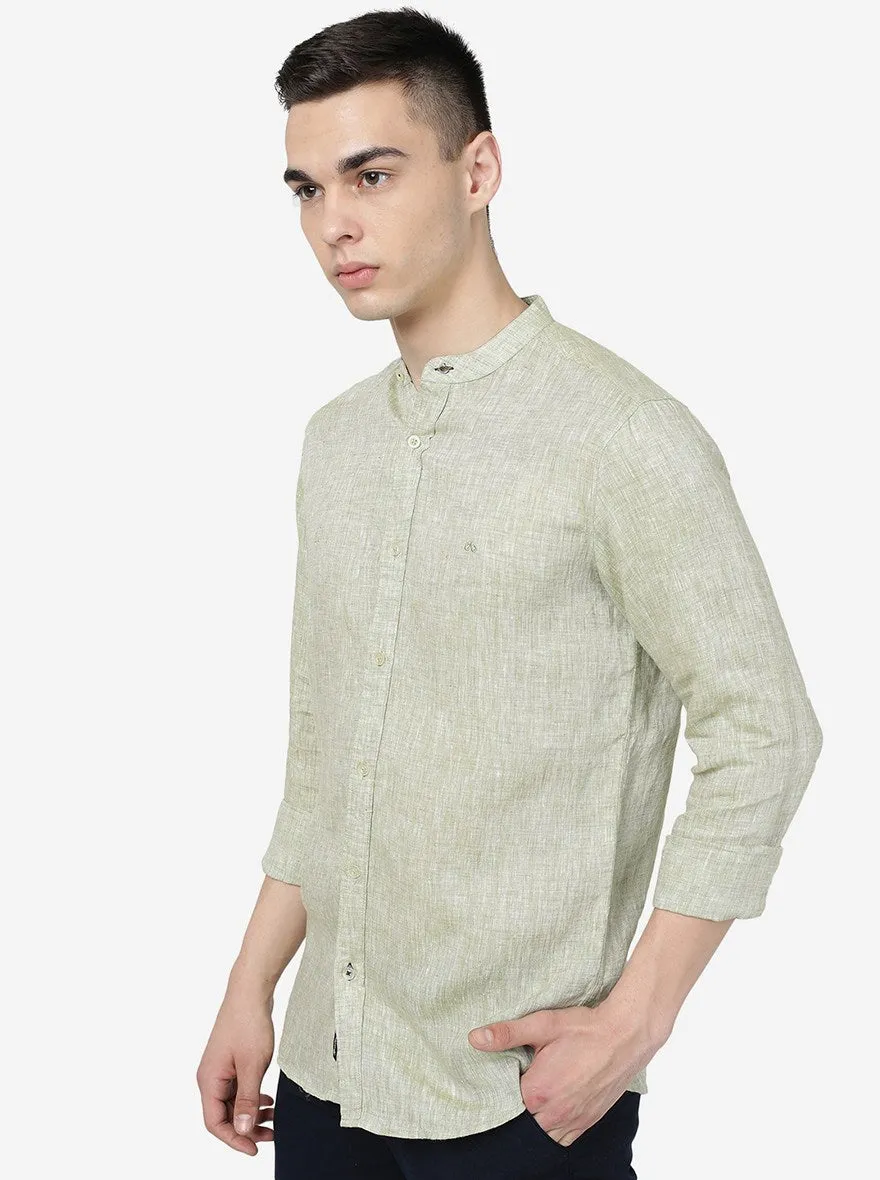 Spinach Green Solid Slim Fit Casual Shirt | JadeBlue