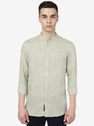 Spinach Green Solid Slim Fit Casual Shirt | JadeBlue