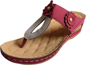 SuanlaTDS Wedge Sandals for Women Summer Dressy Open Toe Platform Wedges Slip On Orthopedic Sandals Comfortable Outdoor Beach Bohemia Casual Arch Support Low Heels Walking Shoes