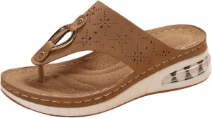 Summer Flip Flops for Women,2025 Orthopedic Sandals with Arch Support Flip Flops for Women Solid Color Hollow Out Slip on Thong Shoes Casual Walking Wedges Slippers