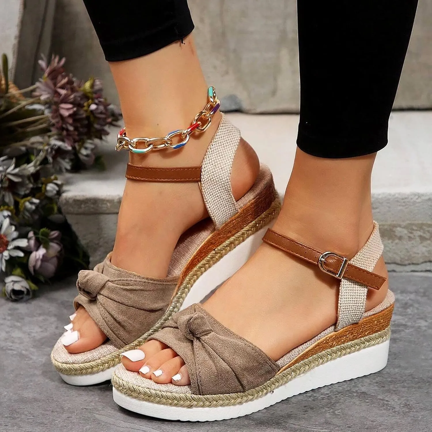 Temperament Wedge Shoes for Women Summer Platform Comfortable Low Wedges Sandal Breathable Casual Sandals