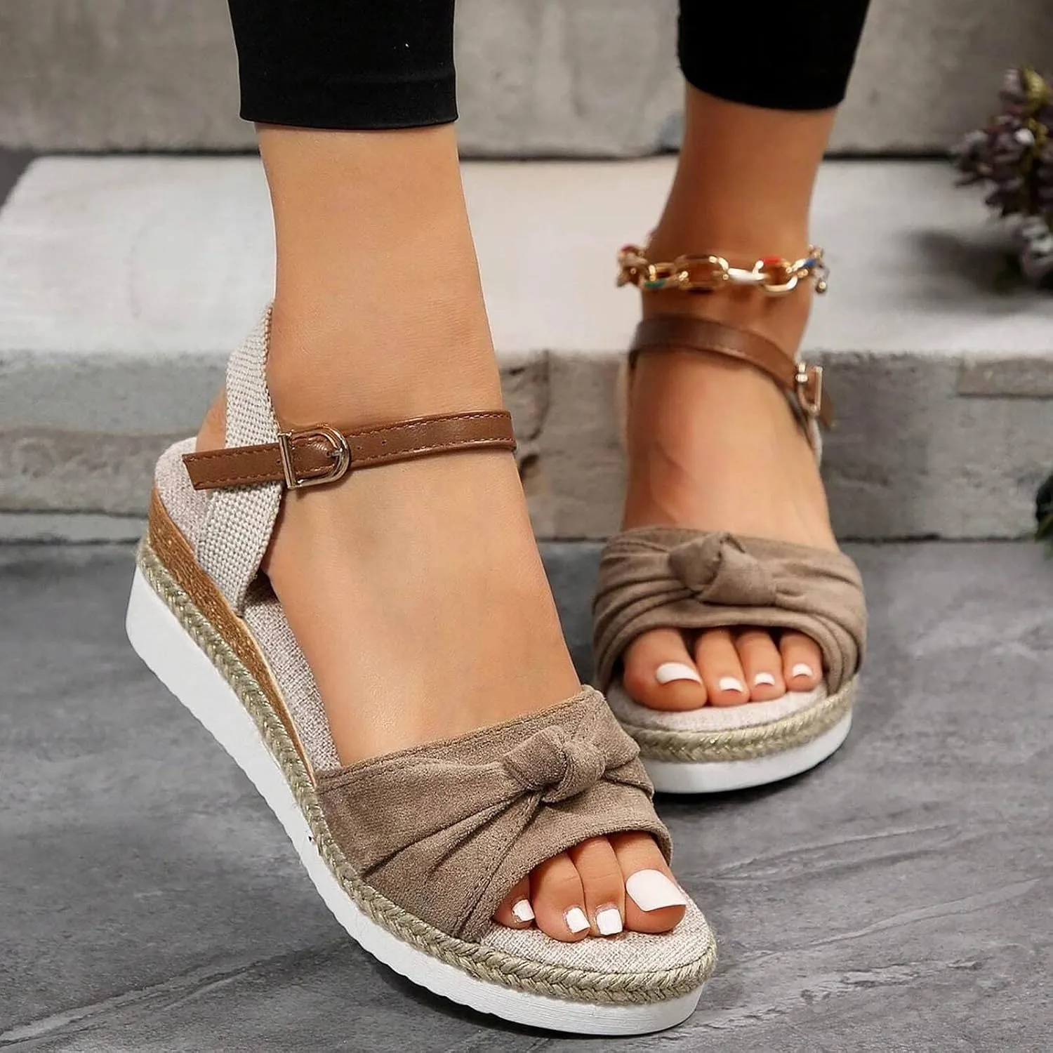 Temperament Wedge Shoes for Women Summer Platform Comfortable Low Wedges Sandal Breathable Casual Sandals