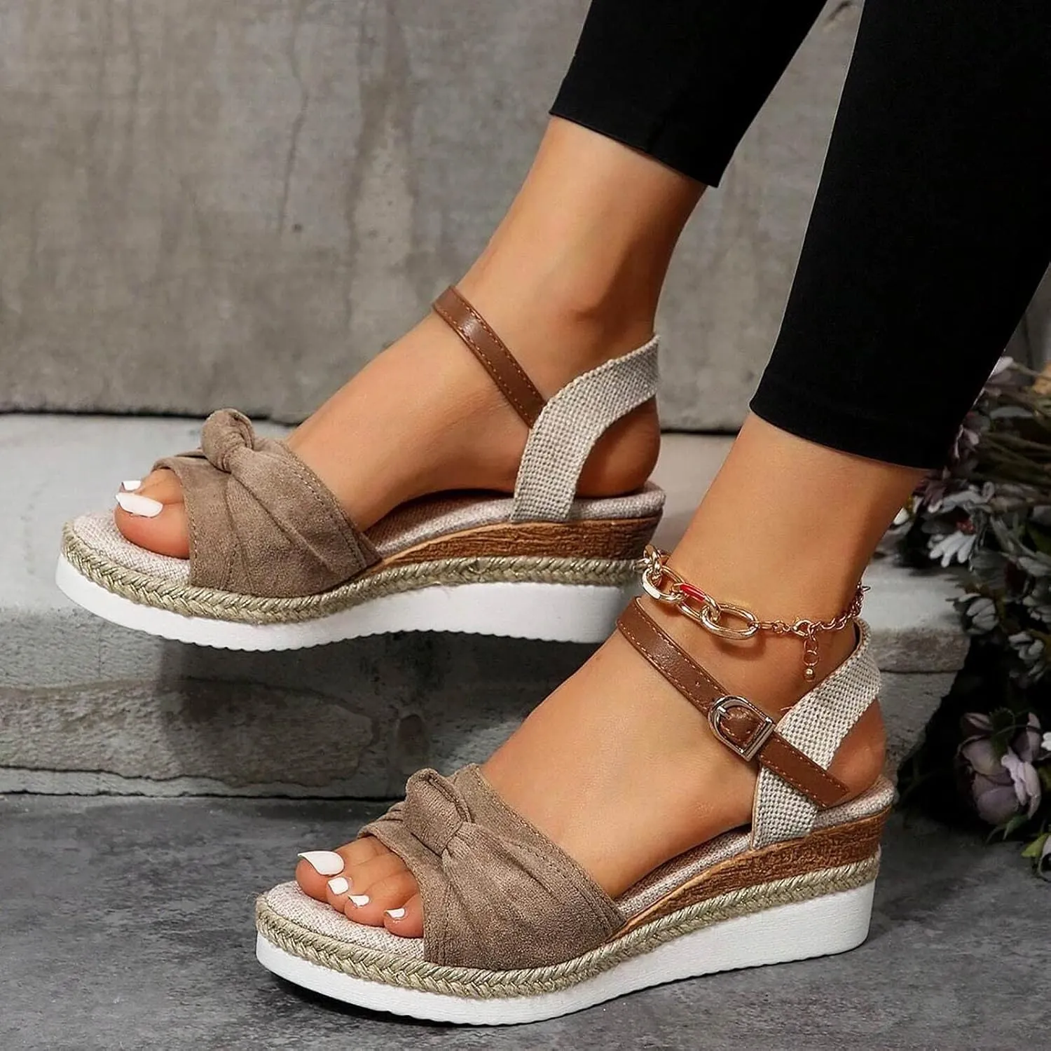Temperament Wedge Shoes for Women Summer Platform Comfortable Low Wedges Sandal Breathable Casual Sandals