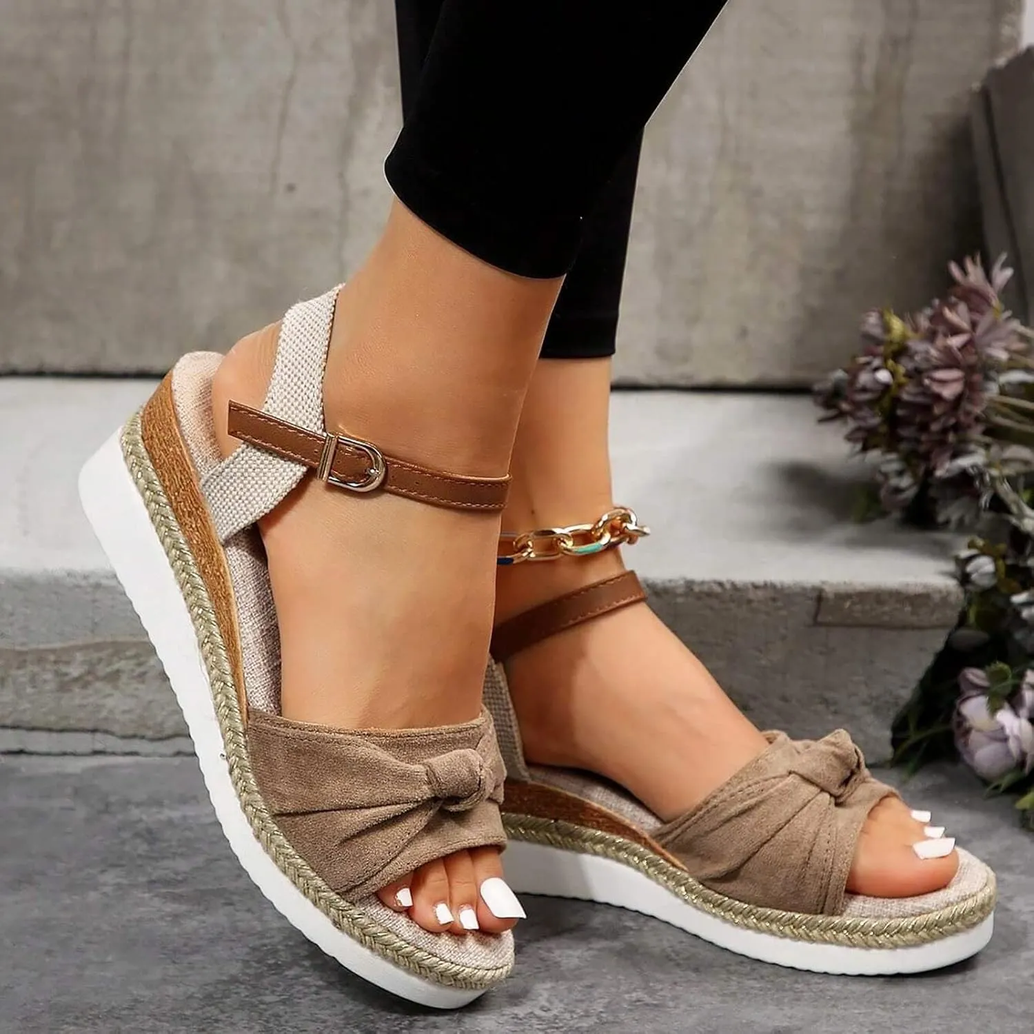 Temperament Wedge Shoes for Women Summer Platform Comfortable Low Wedges Sandal Breathable Casual Sandals