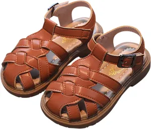 The Wild One Sandals Girls Sandals Toddler Little Kid Closed Toe T Strap Flats Jelly Sandals for Girls Size 13