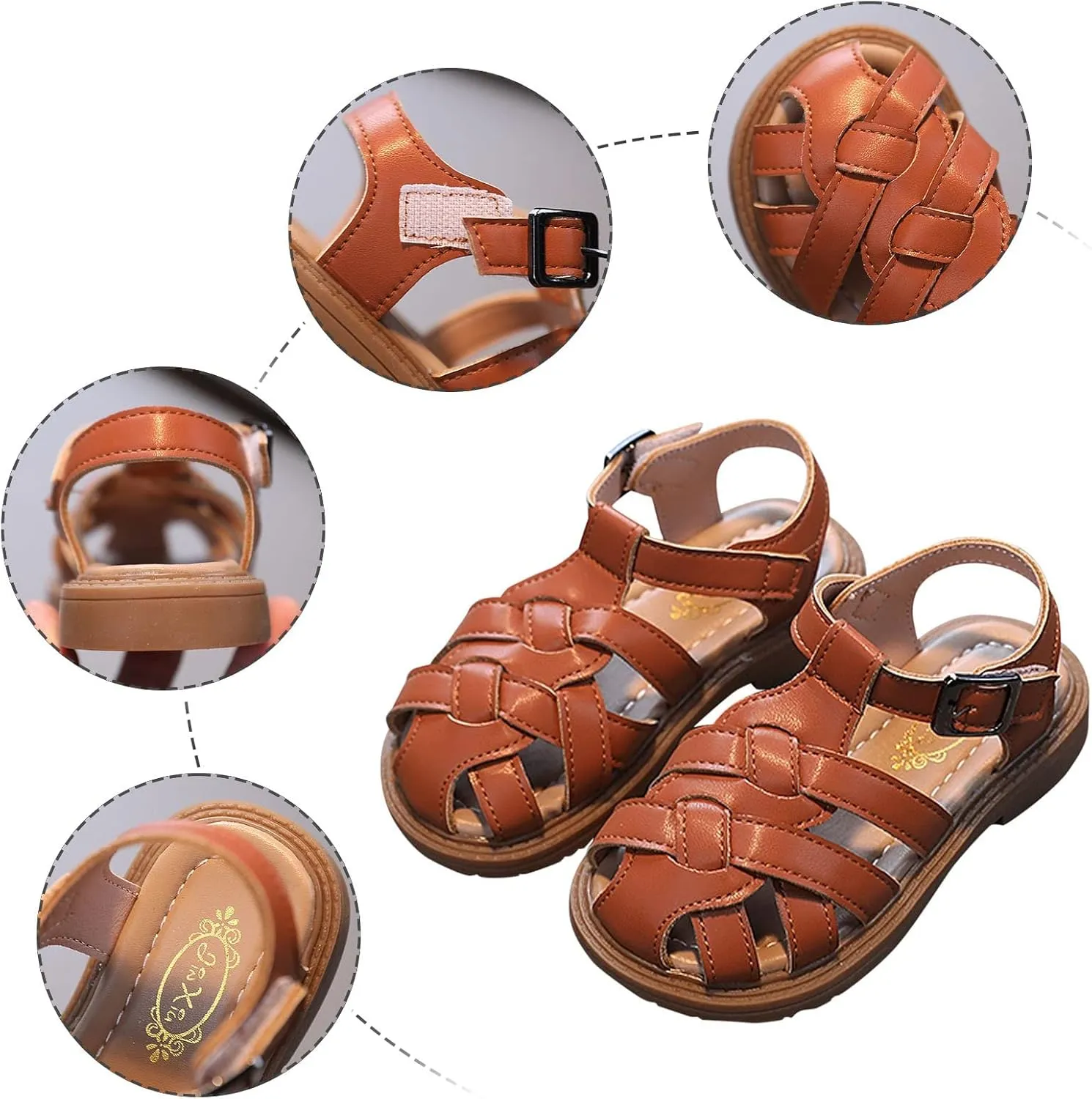 The Wild One Sandals Girls Sandals Toddler Little Kid Closed Toe T Strap Flats Jelly Sandals for Girls Size 13