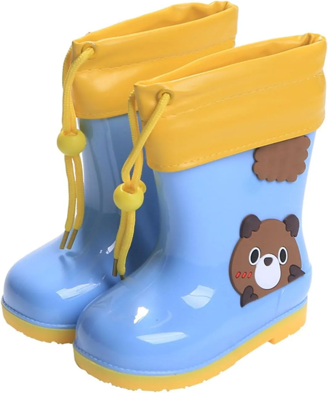 Toddler and Kids Plush Rain Boots, Unisex-Child Waterproof Rubber Rain Boots in Cute Bear Patterns for Baby Girl Shoes