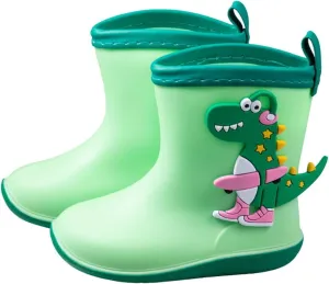 Toddler Boys Girls Dinosaur Rain Boots Cute ??artoon Animals Soft Pull On Non Slip Rubber Boys Rubber Boots Size 8