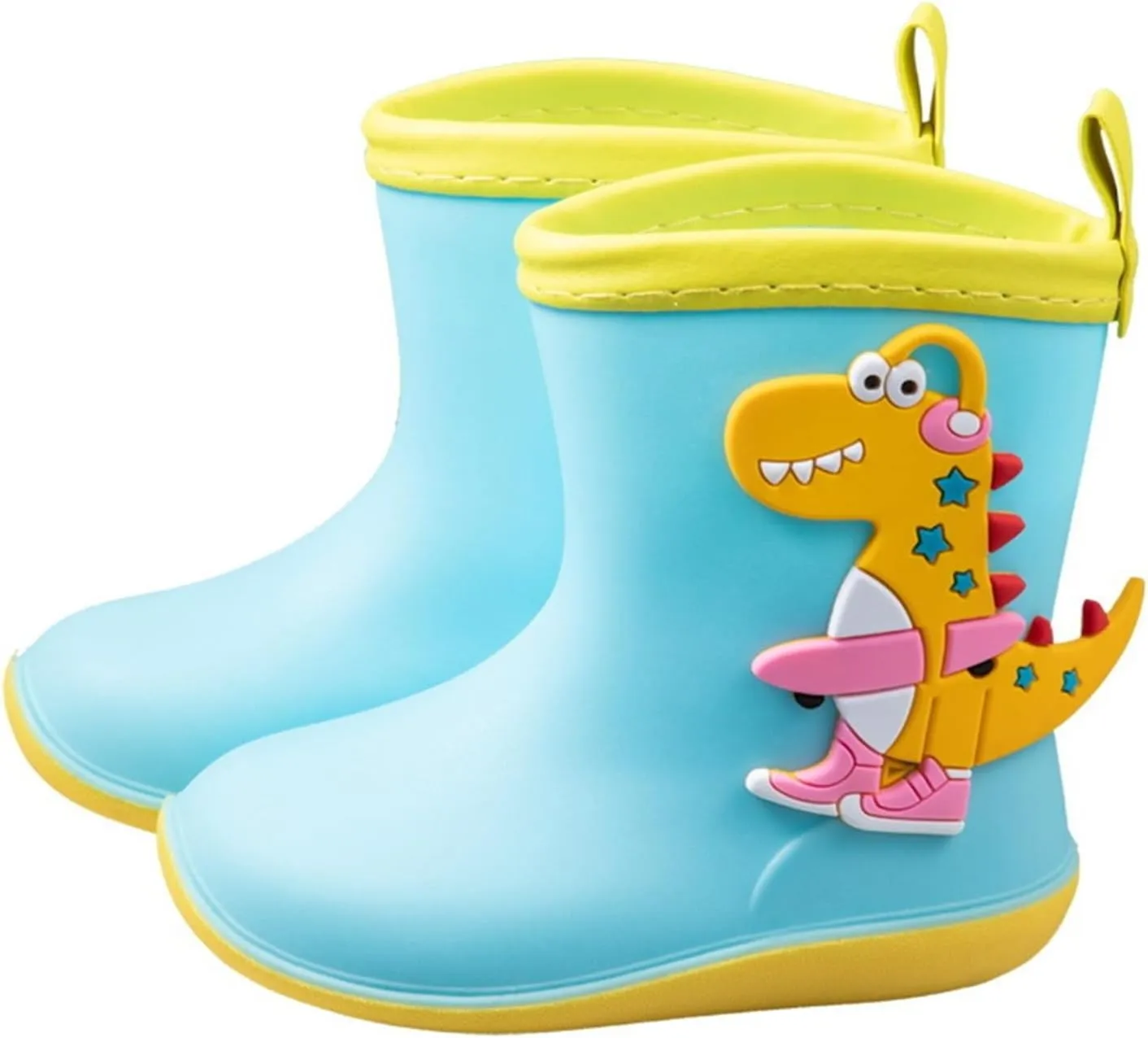 Toddler Boys Girls Soft Dinosaur Rain Boots Cute Animals Pull on Non Slip Rubber EVA Lightweight ??aterproof Shoes