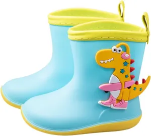 Toddler Boys Girls Soft Dinosaur Rain Boots Cute Animals Pull on Non Slip Rubber EVA Lightweight ??aterproof Shoes