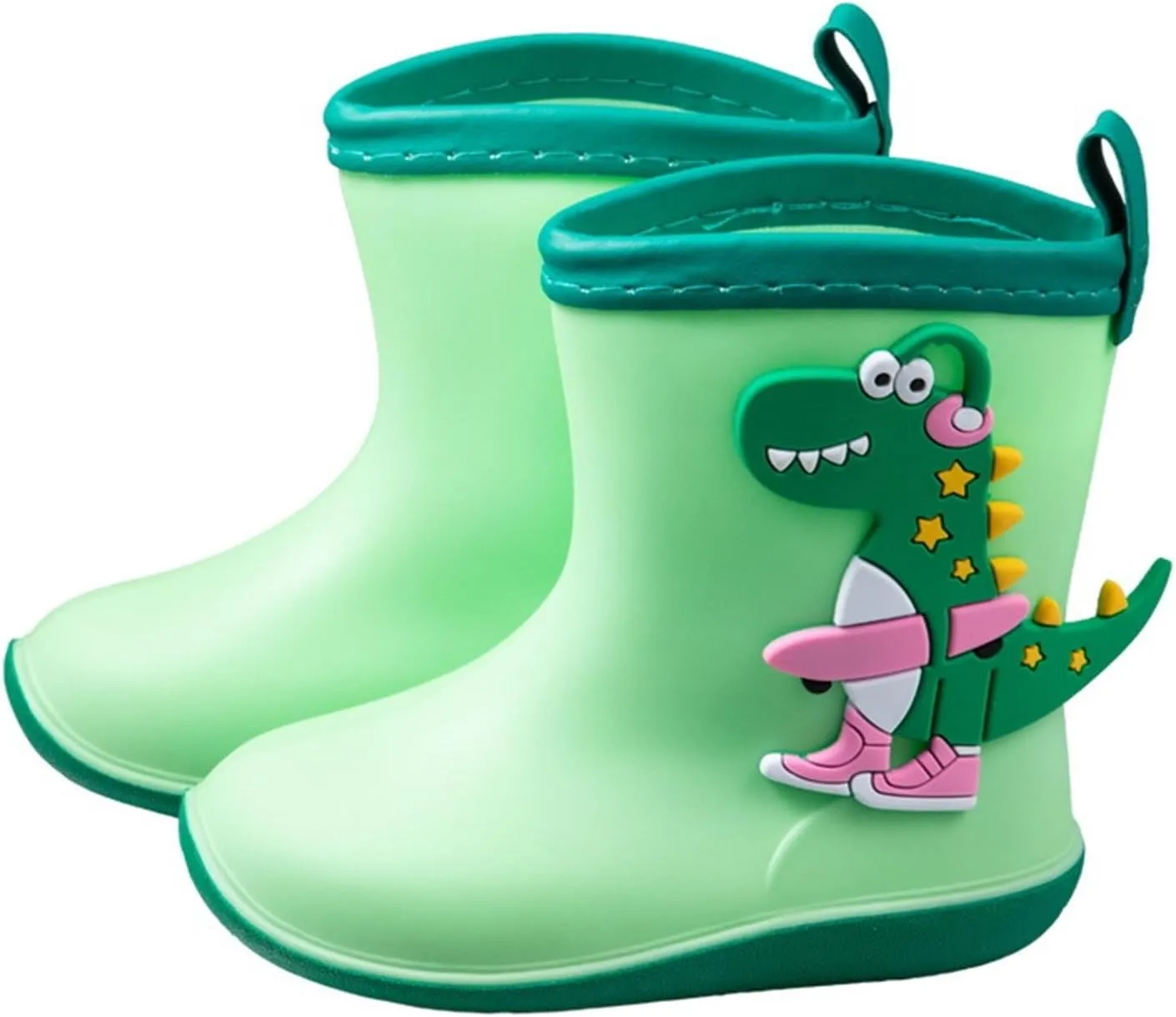 Toddler Boys Girls Soft Dinosaur Rain Boots Cute Animals Pull on Non Slip Rubber EVA Lightweight ??aterproof Shoes