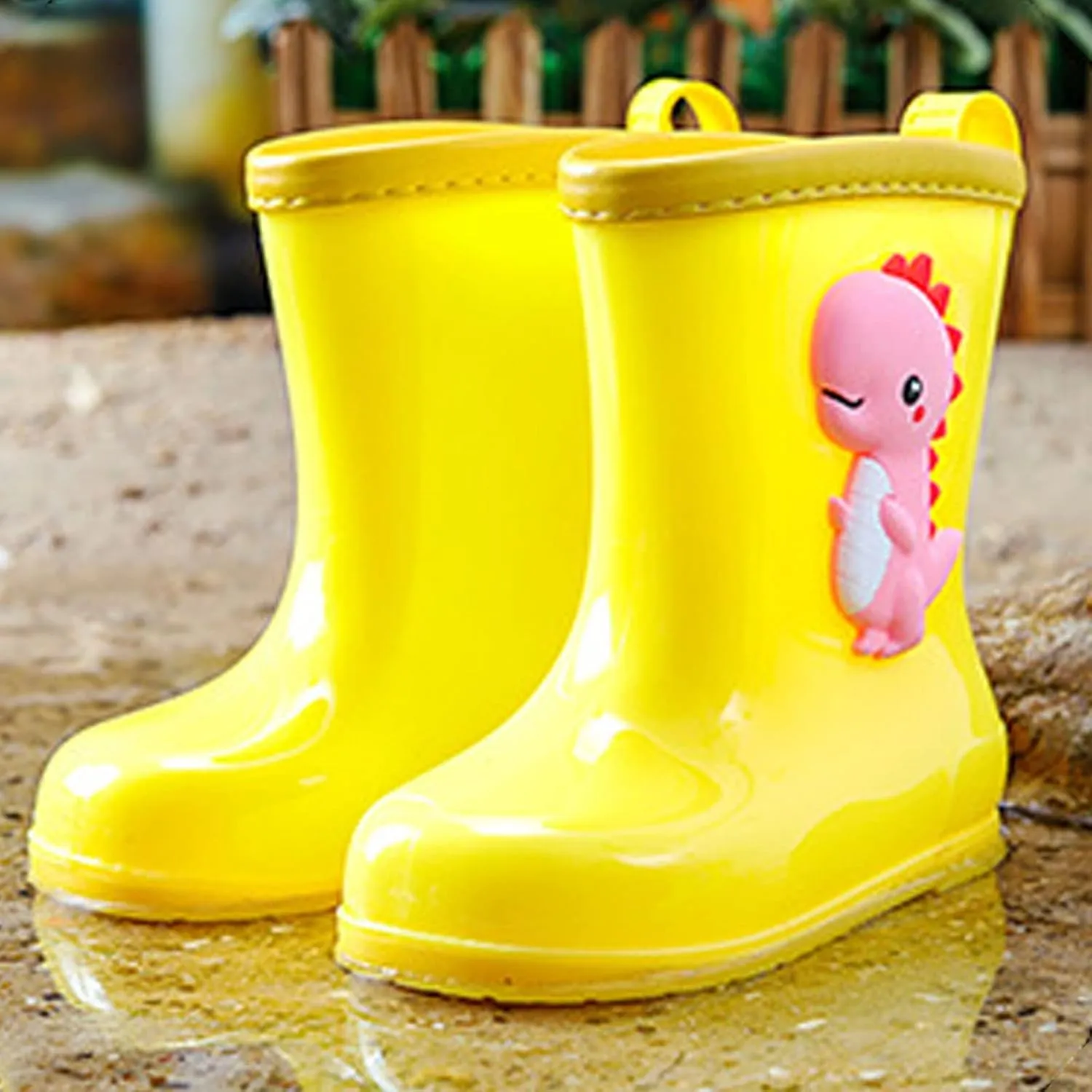 Toddler Dinosaur Cartoon Rain Boots Waterproof Rubber Boots Boys Girls Lightweight Easy On Garden Mud Boots