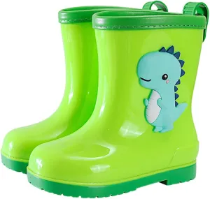 Toddler Dinosaur Cartoon Rain Boots Waterproof Rubber Boots Boys Girls Lightweight Easy On Garden Mud Boots