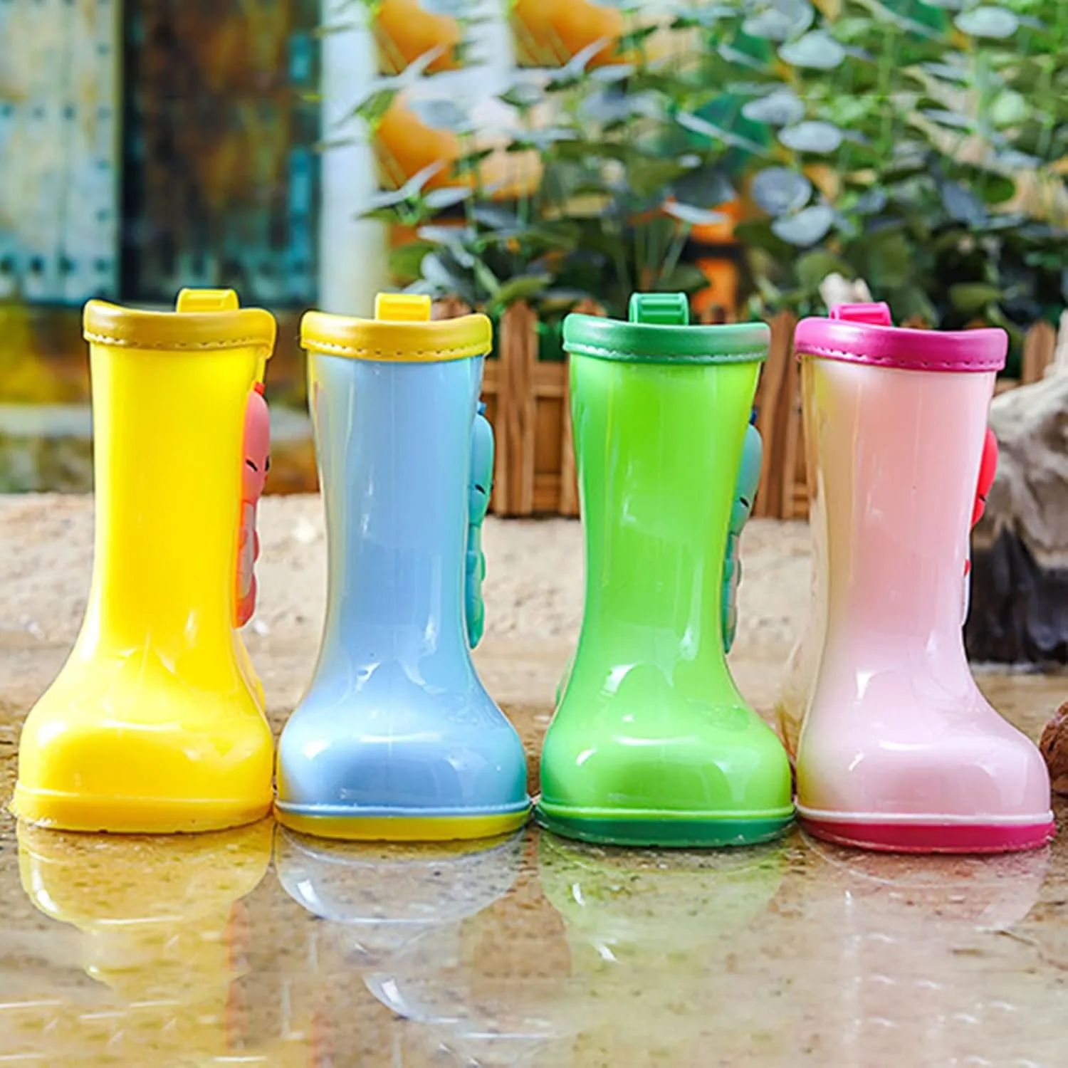 Toddler Dinosaur Cartoon Rain Boots Waterproof Rubber Boots Boys Girls Lightweight Easy On Garden Mud Boots