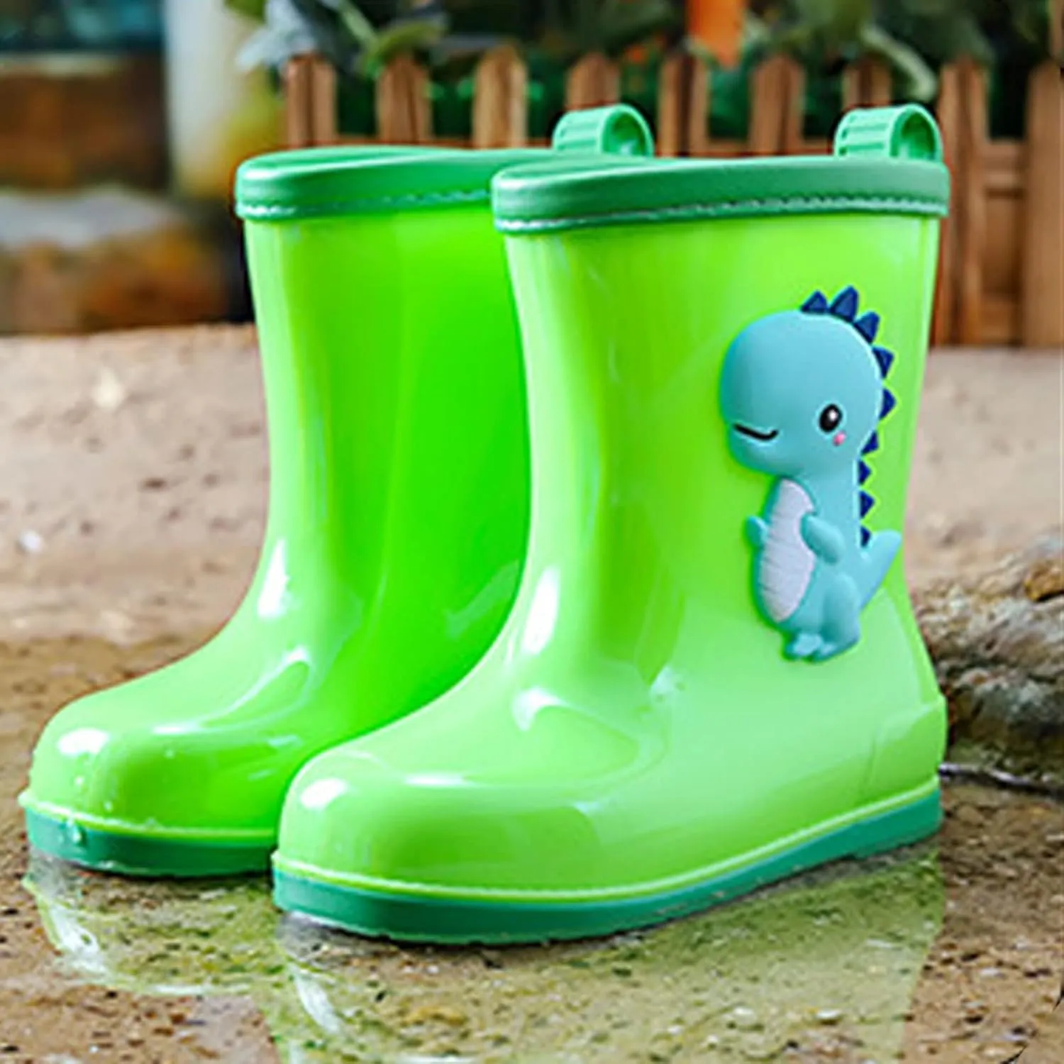 Toddler Dinosaur Cartoon Rain Boots Waterproof Rubber Boots Boys Girls Lightweight Easy On Garden Mud Boots