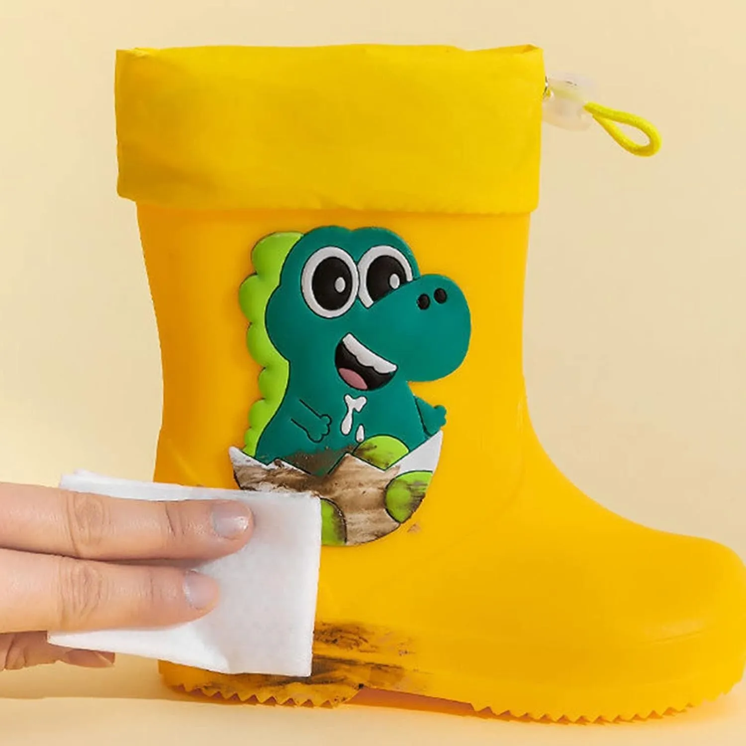 Toddler Dinosaur Rain Boots with Adjustable Buckle Infant Lightweight Non Slip Rainboots Kids Boys' Suede Boots Size 5