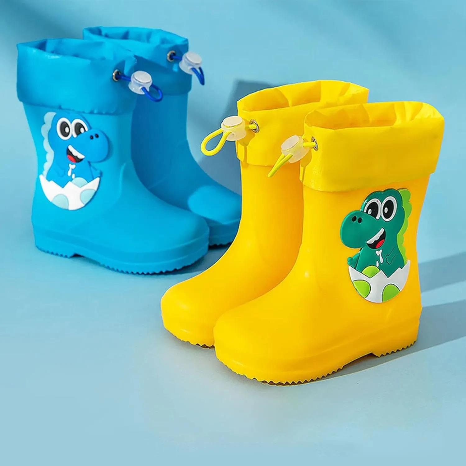 Toddler Dinosaur Rain Boots with Adjustable Buckle Infant Lightweight Non Slip Rainboots Kids Boys' Suede Boots Size 5