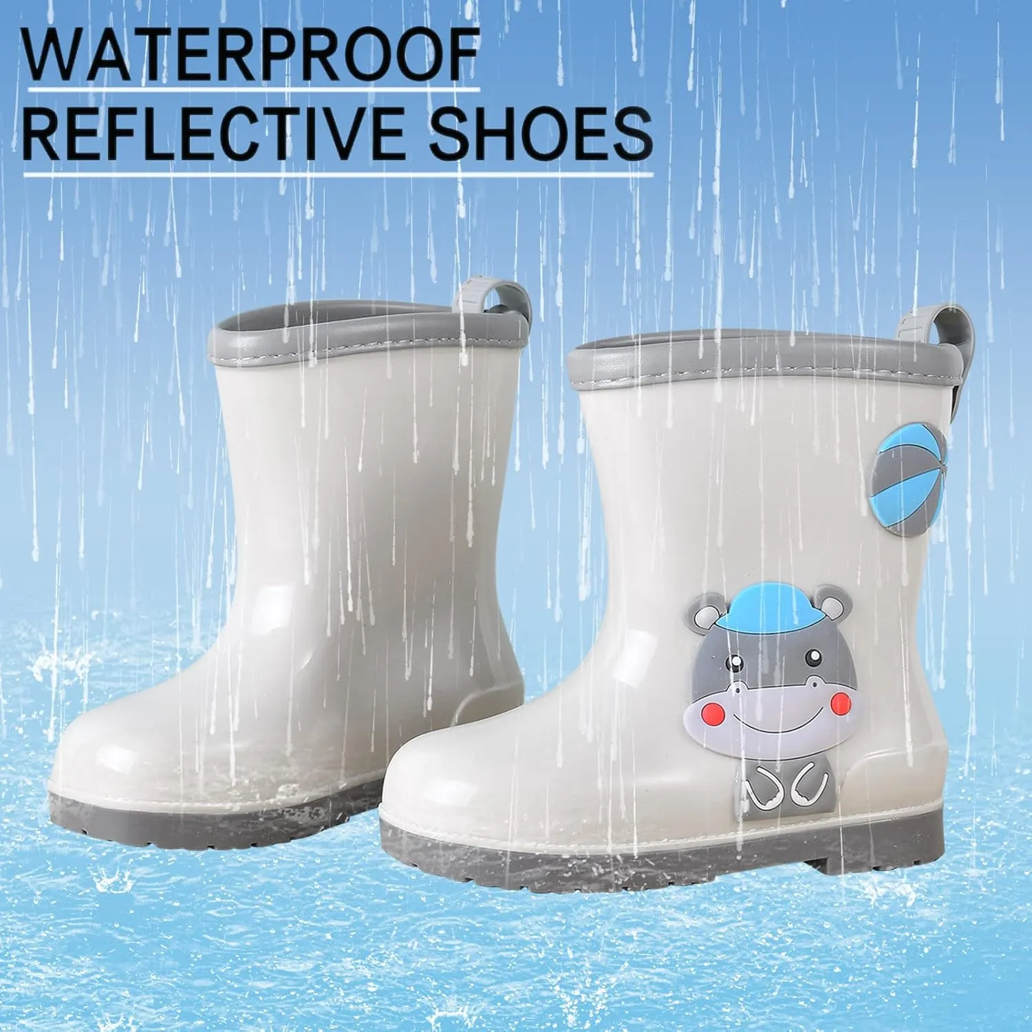 Toddler Rain Boots Baby Rain Boots Short Rain Boots for Toddler Easy-on Cute Lightweight aterproof Non Girls Heels