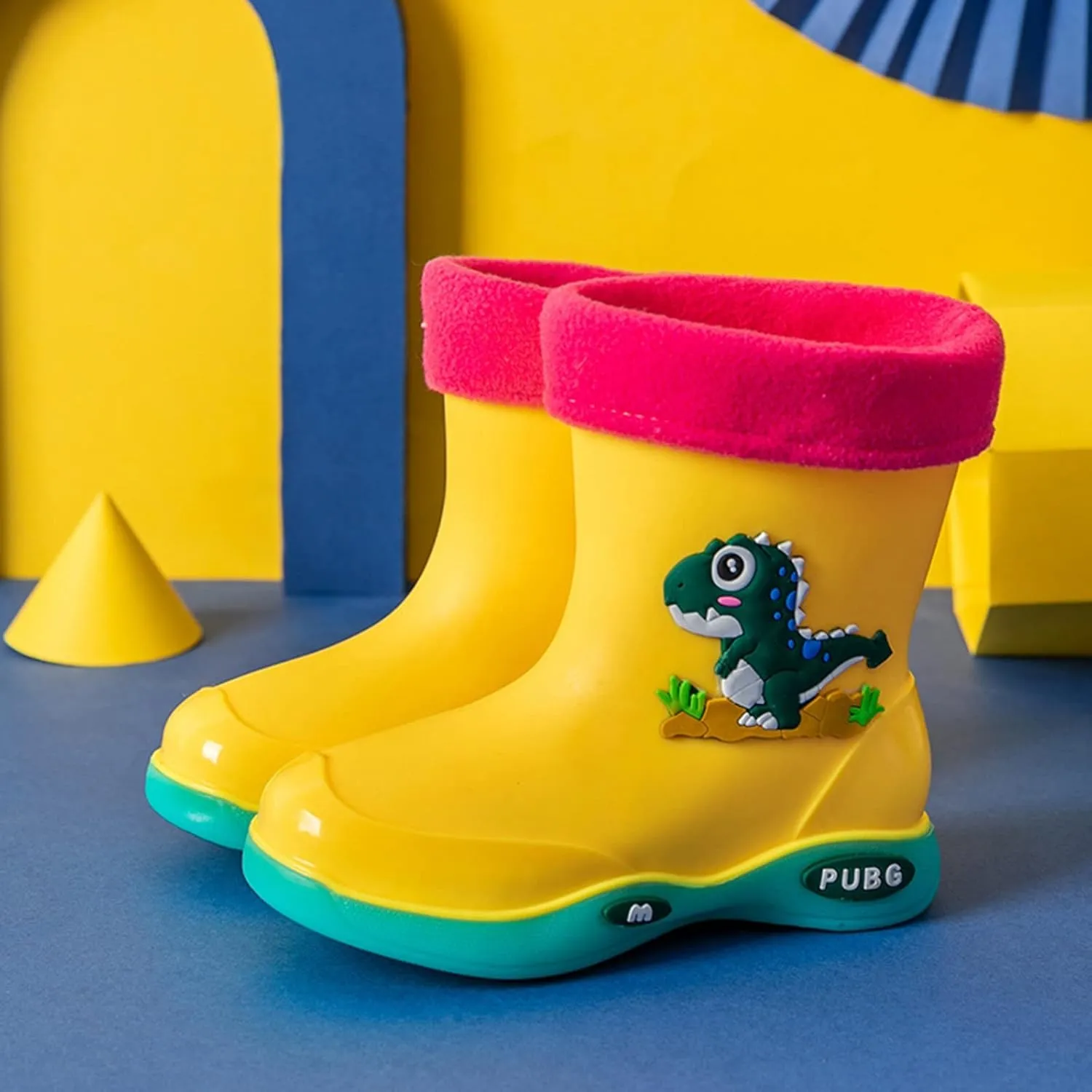 Toddler Warm Lined Rain Boots Baby Kids Dinosaur Rain Shoes Children Waterproof Winter Shoes for Boys Baby Snow Boots
