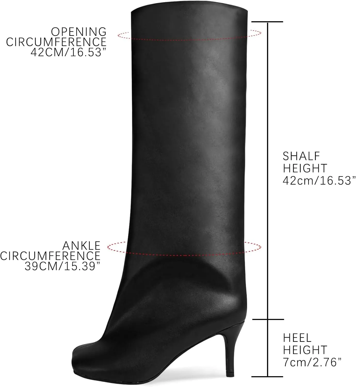 UBWDU Women's Suede Knee High Boots Square Toe Stiletto Heels Wide Calf Tall Boots