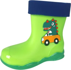 Unisex-Child Kids Rubber Waterproof Rain Boot for Boys and Girls Cute Dinosaur Cartoon Rain Shoes Mud Toddler Slippers