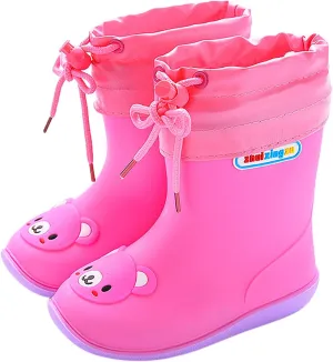 Unisex-Child Rain Boot, Toddler PVC Rain Boots Baby Kids Easy-on Rain Shoes Children Outdoor Waterproof Shoes (M, 19.00)