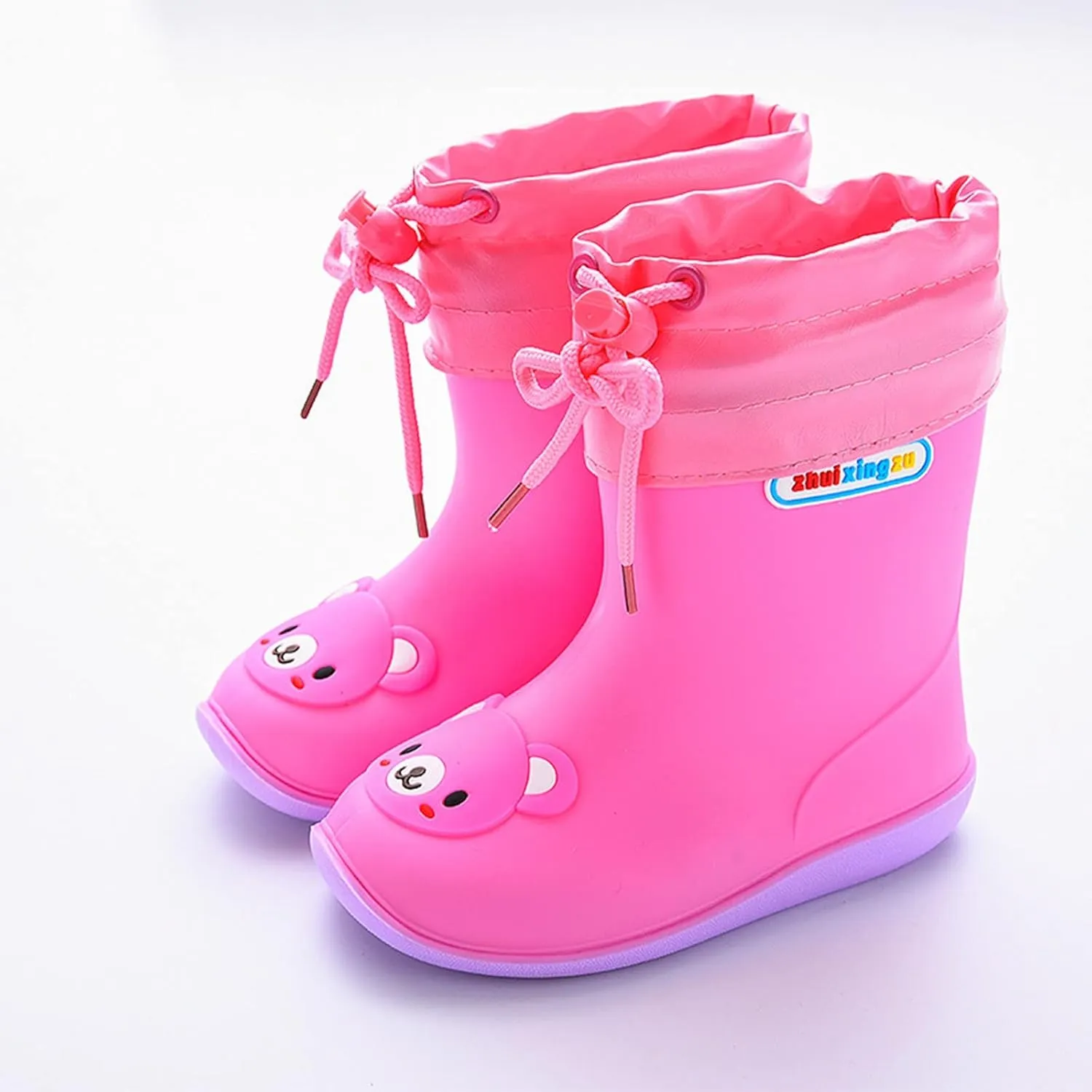 Unisex-Child Rain Boot, Toddler PVC Rain Boots Baby Kids Easy-on Rain Shoes Children Outdoor Waterproof Shoes (M, 19.00)