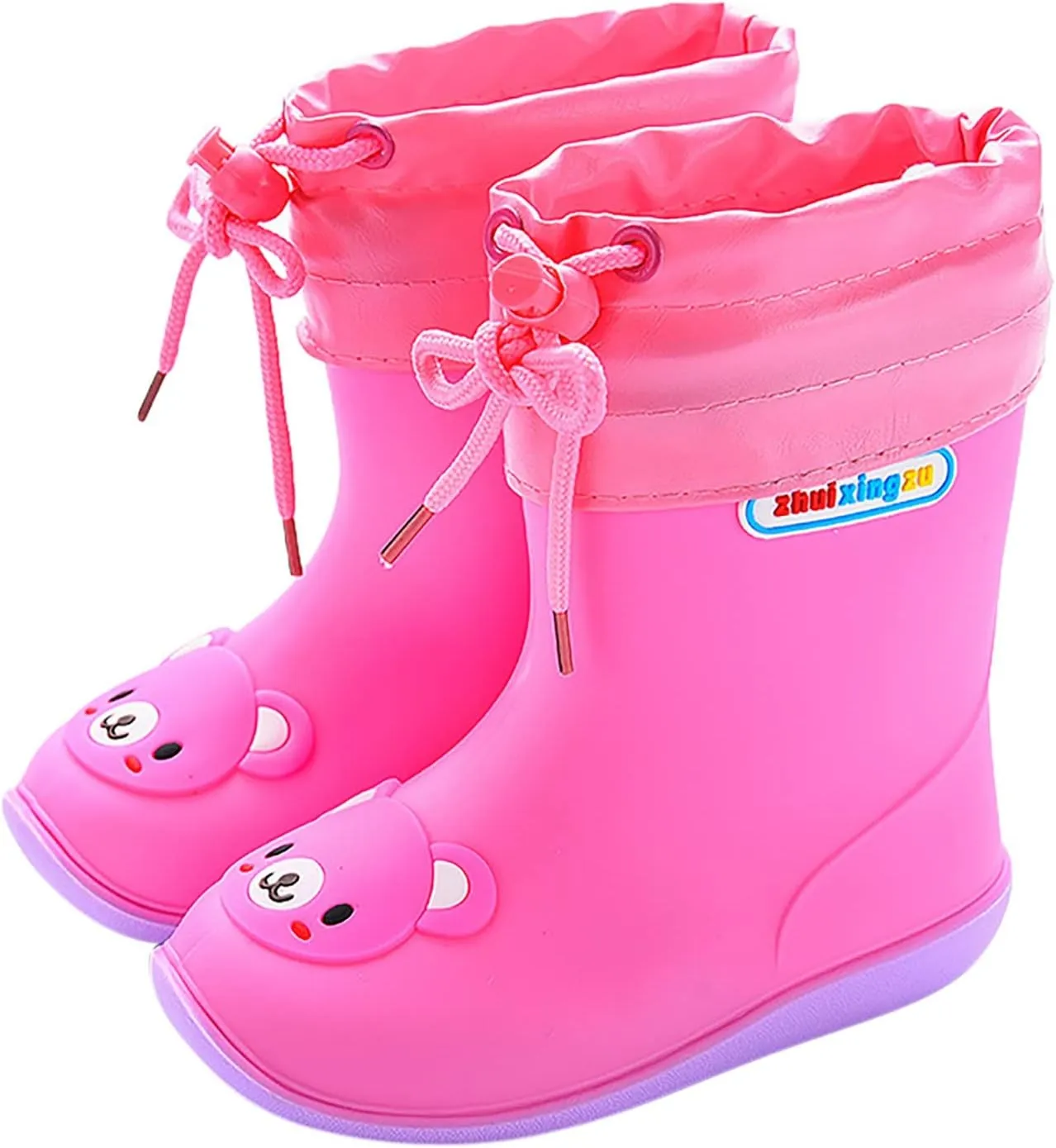 Unisex-Child Rain Boot, Toddler PVC Rain Boots Baby Kids Easy-on Rain Shoes Children Outdoor Waterproof Shoes (M, 19.00)
