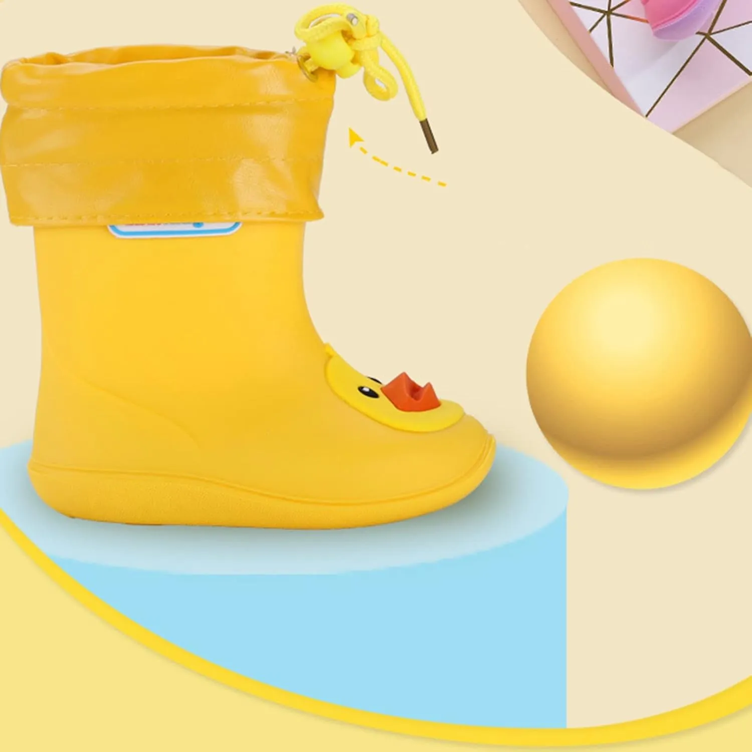 Unisex-Child Rain Boot, Toddler PVC Rain Boots Baby Kids Easy-on Rain Shoes Children Outdoor Waterproof Shoes (M, 19.00)