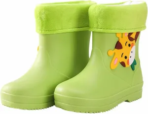 Unisex Child Walking Shoes Fleece Lined Waterproof Rain Boots Cute Cartoon Lightweight Toddler Infant Girl Shoes
