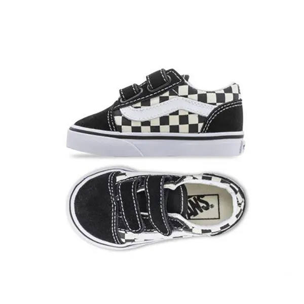 Vans - Toddler Old Skool V Primary Check Black/White Skate Shoes