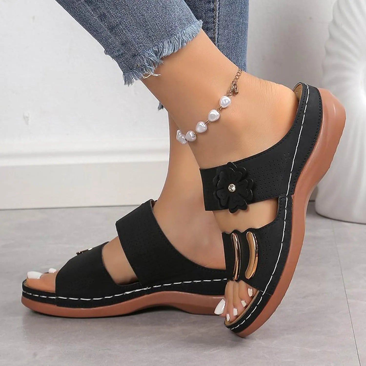 Versatile Wedge Sandals for Women Open Toe Flatform Wedge Casual Sandal Orthopedic Sandals with Arch Support