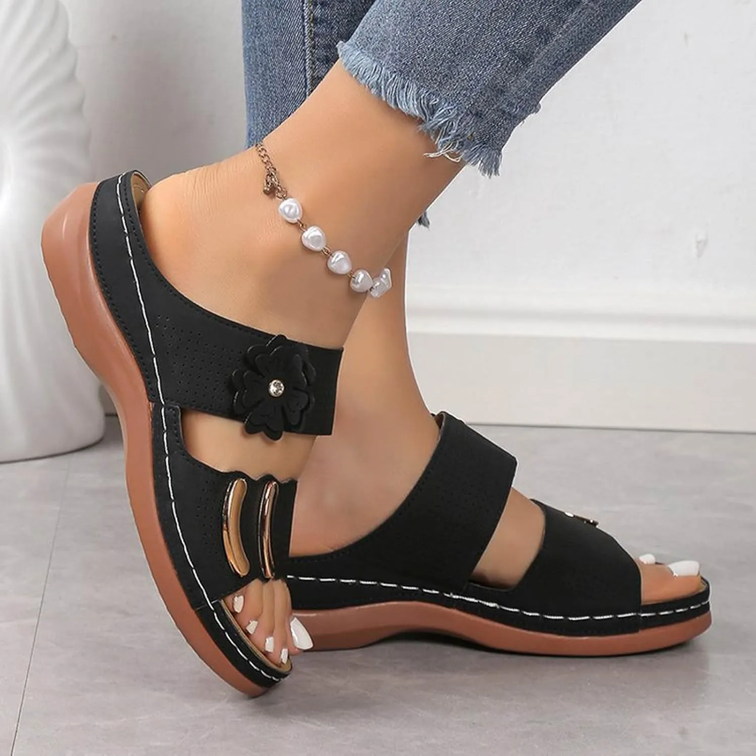 Versatile Wedge Sandals for Women Open Toe Flatform Wedge Casual Sandal Orthopedic Sandals with Arch Support