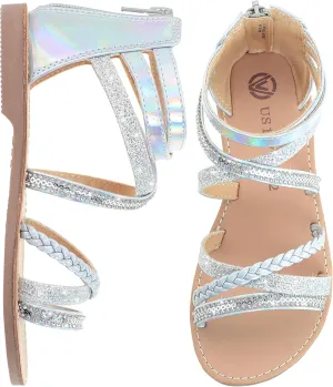 Vonair Girls Gladiator Sandals Cute Strappy Sandals with Zipper Summer Shoes for Little/Big Kids