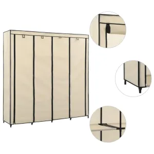 Wardrobe with 4 Compartments Cream 175x45x170 cm