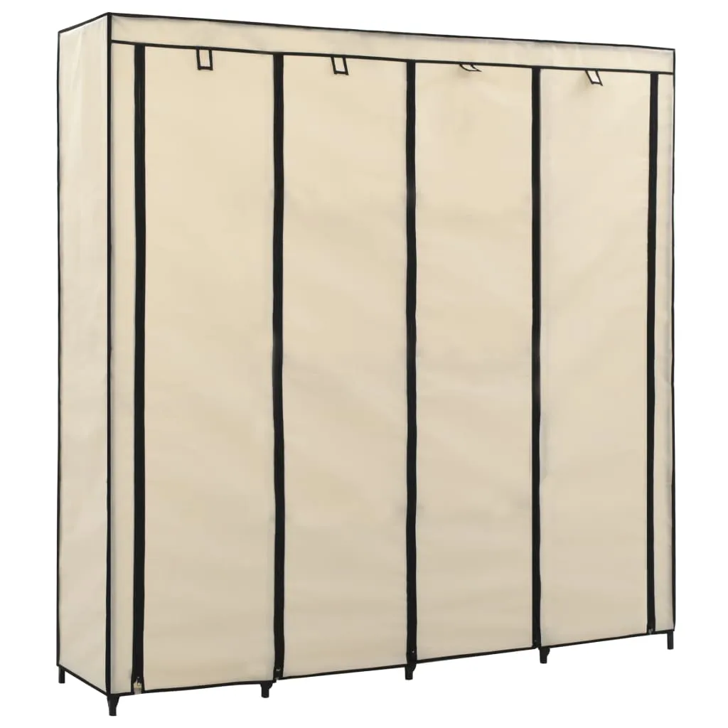 Wardrobe with 4 Compartments Cream 175x45x170 cm