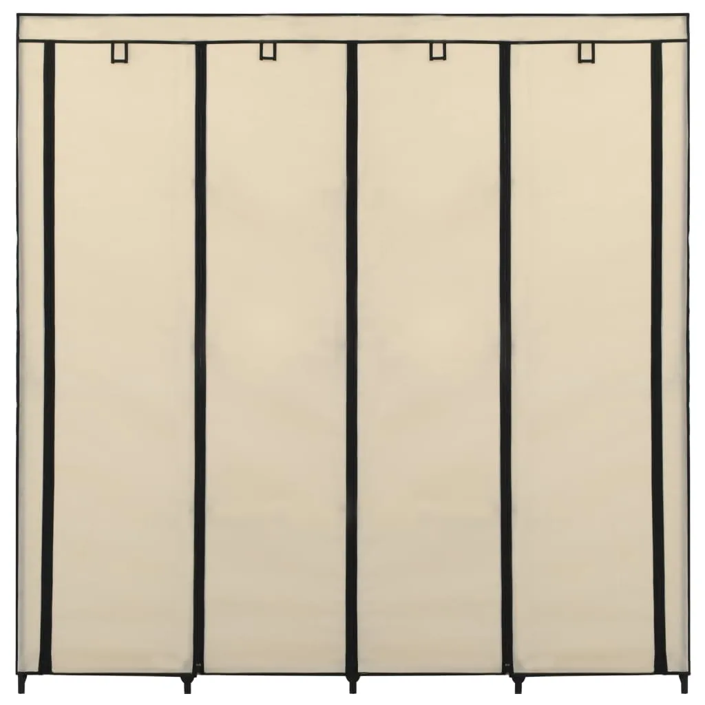 Wardrobe with 4 Compartments Cream 175x45x170 cm
