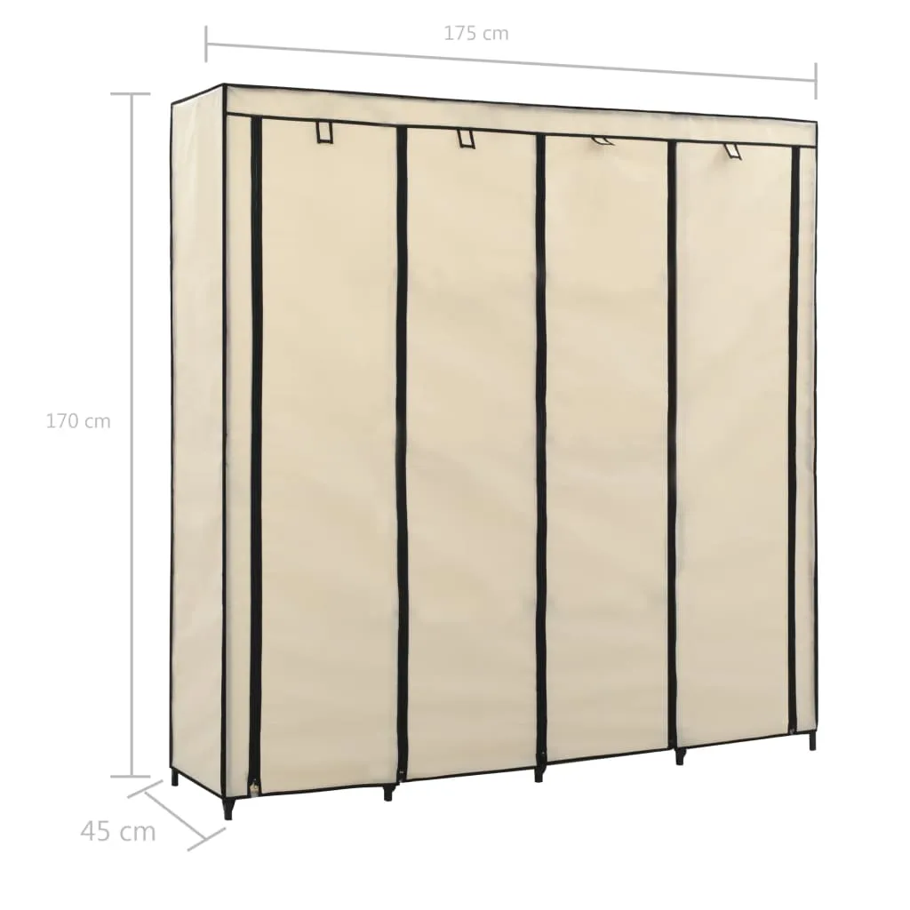 Wardrobe with 4 Compartments Cream 175x45x170 cm