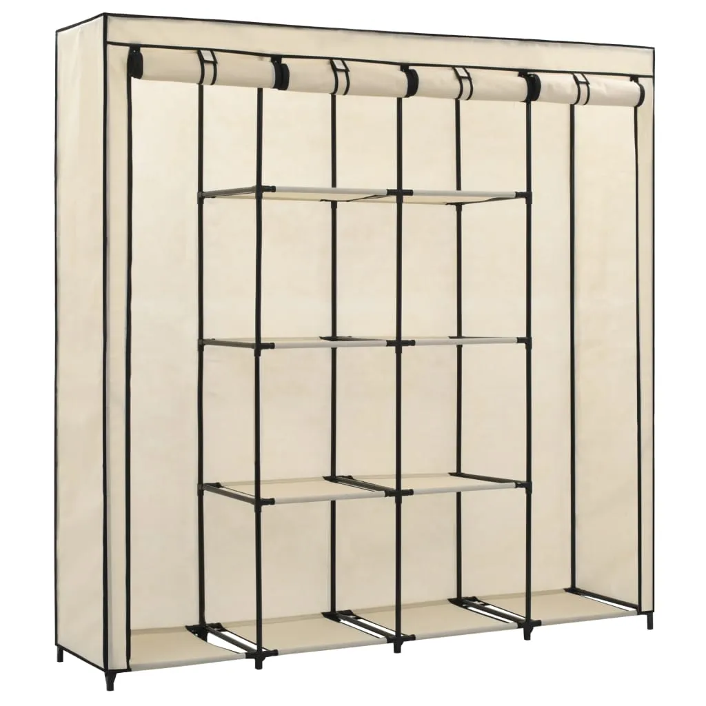 Wardrobe with 4 Compartments Cream 175x45x170 cm
