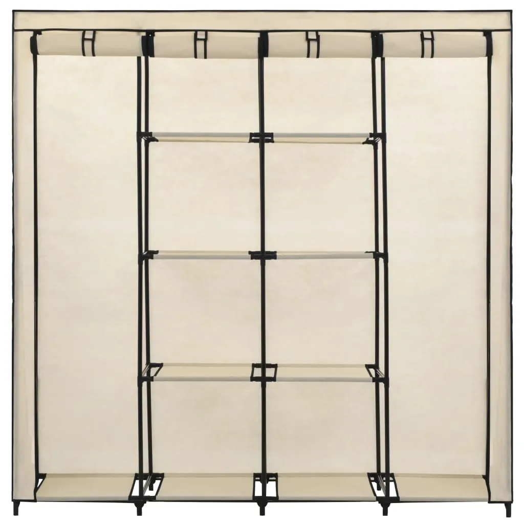 Wardrobe with 4 Compartments Cream 175x45x170 cm