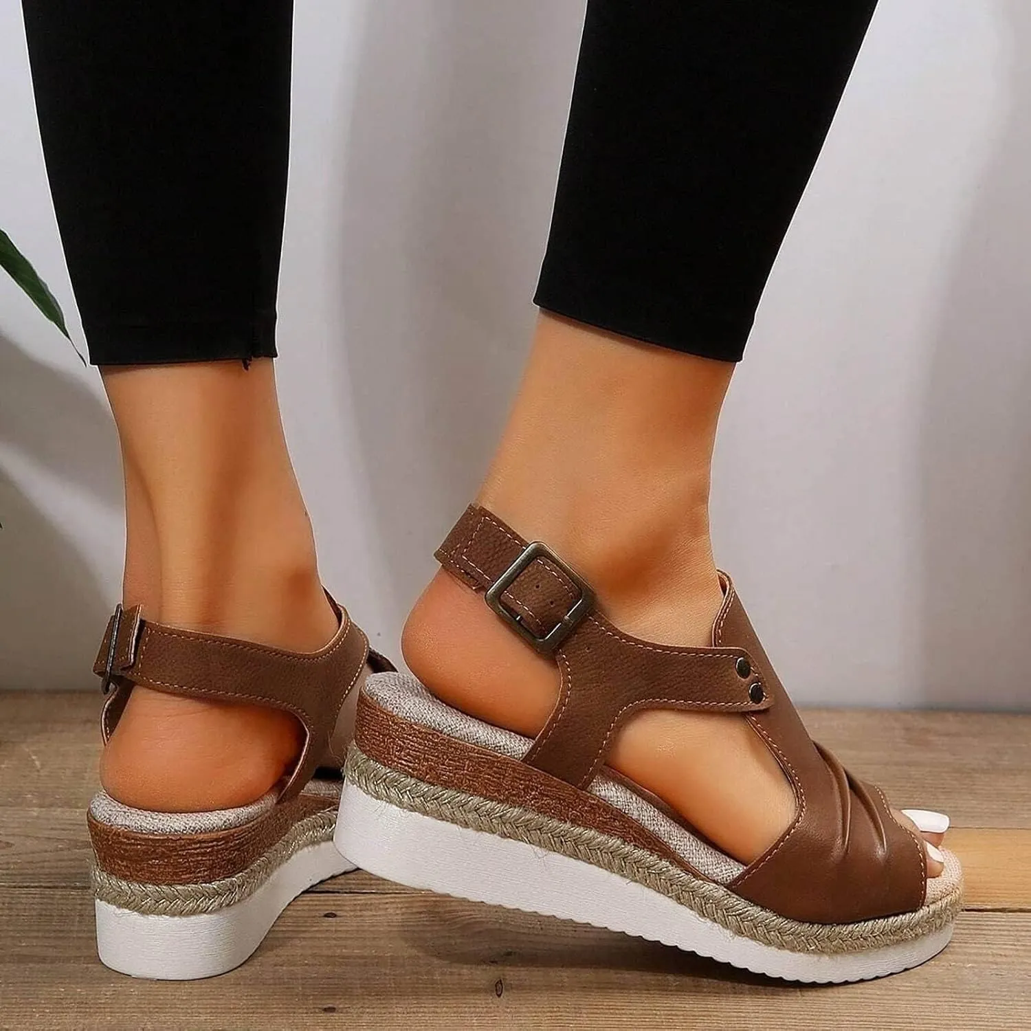 Wedge Sandals for Women Open Toe Ankle Strap Wedge Heels Sandals Platform Sandals Wide Width Comfortable Orthopedic Casual