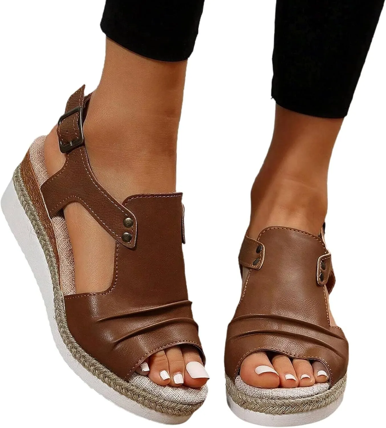 Wedge Sandals for Women Open Toe Ankle Strap Wedge Heels Sandals Platform Sandals Wide Width Comfortable Orthopedic Casual