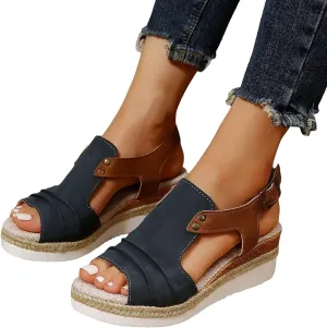 Wedge Sandals for Women Open Toe Ankle Strap Wedge Heels Sandals Platform Sandals Wide Width Comfortable Orthopedic Casual
