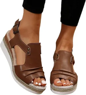 Wedge Sandals for Women Open Toe Ankle Strap Wedge Heels Sandals Platform Sandals Wide Width Comfortable Orthopedic Casual